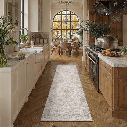 Beige Runner Rugs 2x6 Washable Rug Indoor Carpet (Multi Beige / 2' x 6' (Runner))