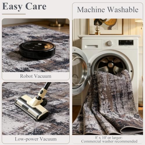 8x10 Washable Area Rug (Black & Brown / 8' x 10' (Rectangular))