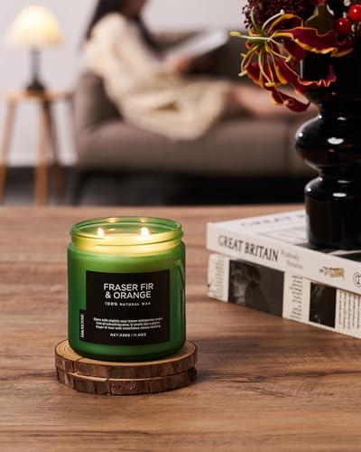 Fraser Fir Orange Scented Candles Non Toxic for Christmas Decor 70H (Medium Jar / Fraser Fir Orange)