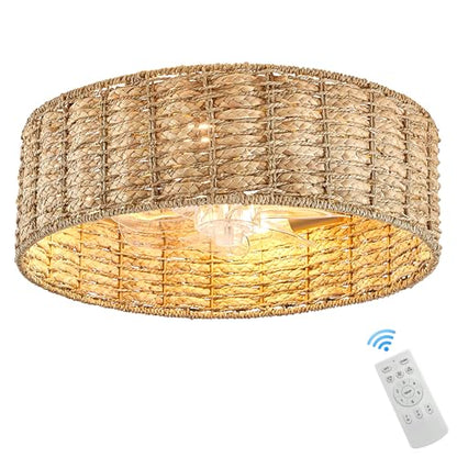 Rattan fandelier Ceiling Fans with Lights
