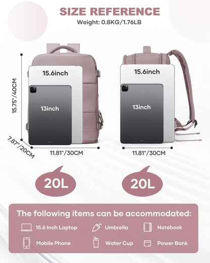 Travel Backpack Carry On for Women Man Gym Backpacks with Laptop Compartment Mochila de Viaje Teacher Personal Item Backpack Rucksack Airplane Accessories Must Haves Pink Purple Small (Pink Purple / 20 liters)