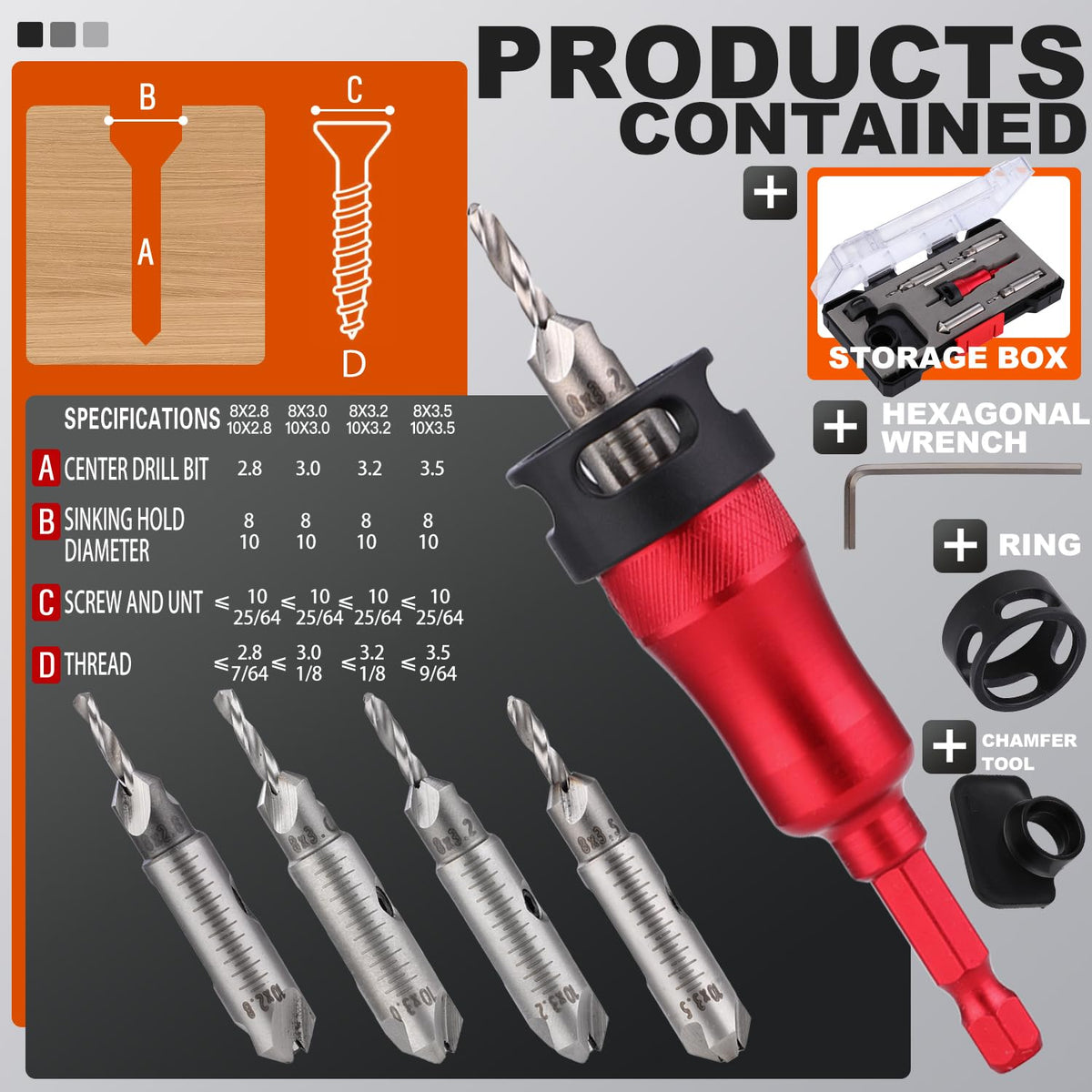 Metal Countersink Drill Bit Set