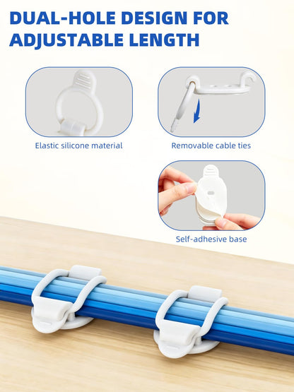 20 Pack Adhesive Cable Clips (White)