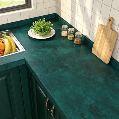 Dark Green Limewash Wallpaper Peel and Stick Teal Concrete Wallpaper Green Cement Textured Basement Concrete Contact Paper Waterproof