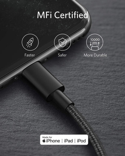 New Nylon USB C to Lightning Cable (3.3FT / Black)