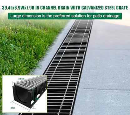 Large Capacity Trench Drain System for Yard