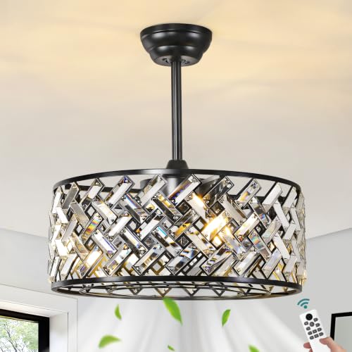 Crystal ceiling fan with light remote APP control