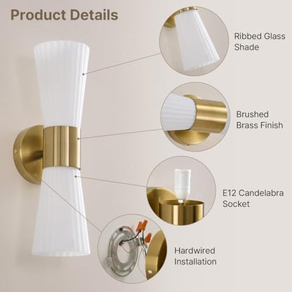 Gold Glass Wall Sconce Light (Gold Milk Glass)