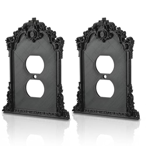 2 Pcs Black Gothic Outlet Cover