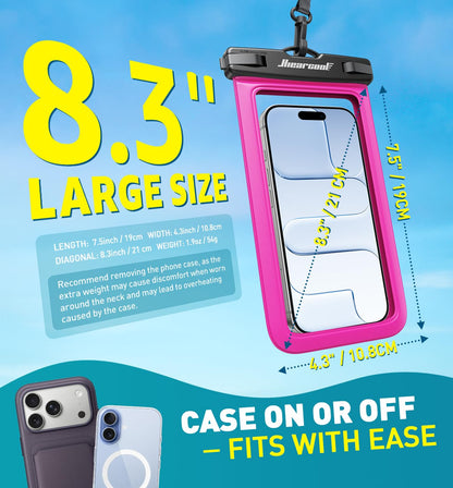 Waterproof Phone Pouch (2-Pack Clear & Bright Red)