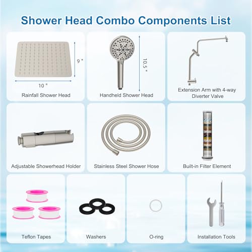 All Metal Rainfall Showerhead Combo