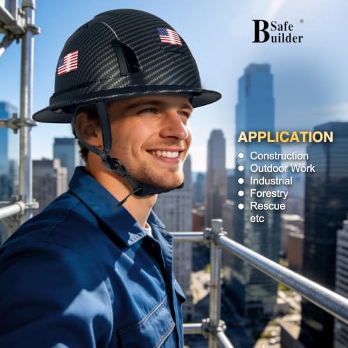 Type II Full Brim Hard Hats ANSI&CSA Approved Vented Carbon Pattern Top and Sides