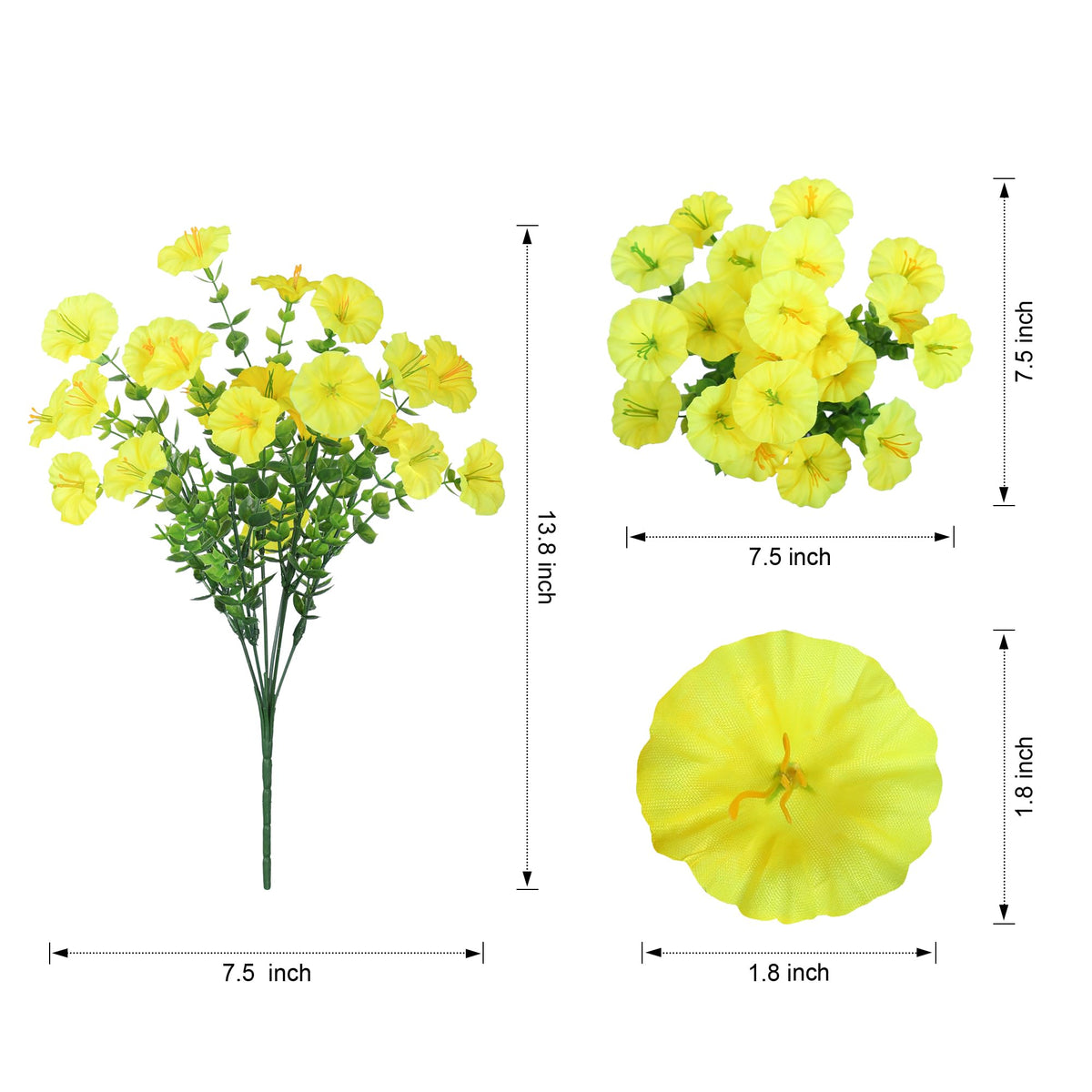 Artificial Flowers for Outdoors Fake Plants Outside Decoration (12 Bundles Multi-color (6 Yellow, 6 Orange))
