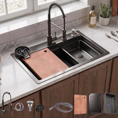 Black Drop in Kitchen Sink (30in*18in)