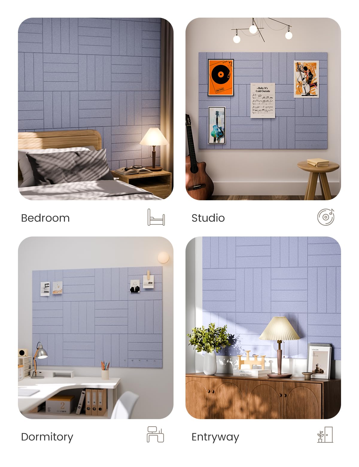Felt Bulletin Board & Cork Board Alternative 48'' x 36'' (Lavender-1 / Bold-stripe 12-pack)