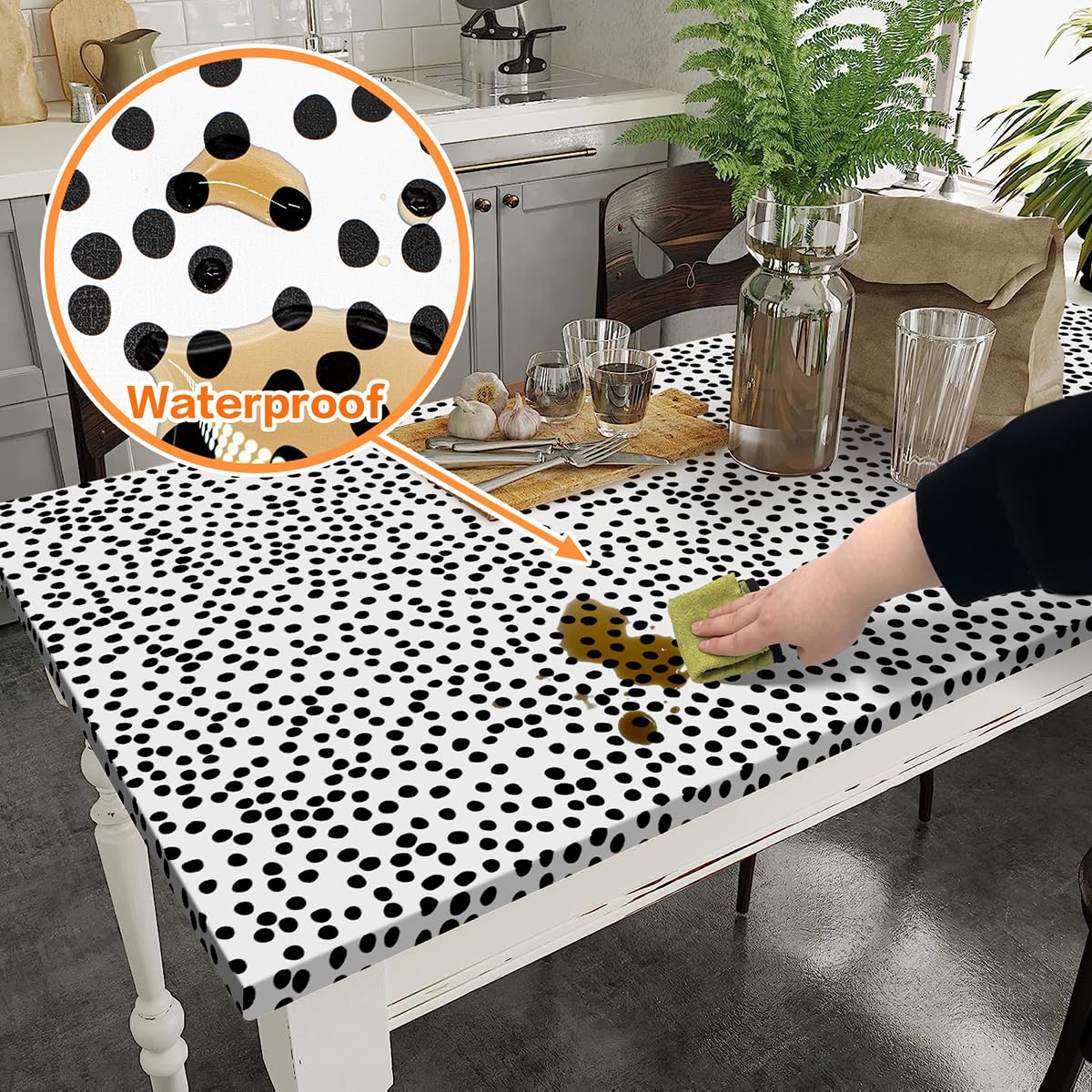 Peel and Stick Wallpaper Polka Dot Wallpaper 17.7” x 393.7” (A Black Dot / 17.7" x 393.7")