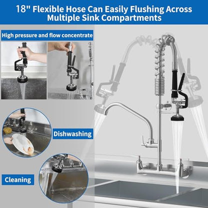 Commercial Faucet with Sprayer for Kitchen Staff