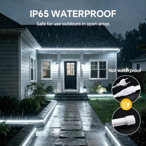 110V Neon COB LED Strip Lights 32.8Ft 6500K White Cuttable Self (White)