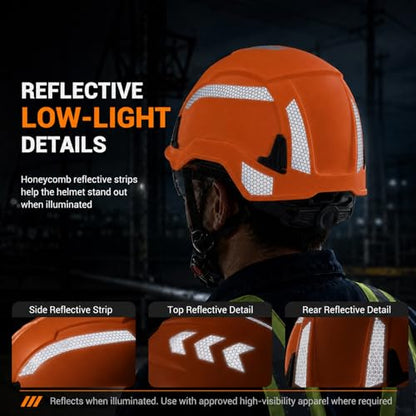 W-6000-C Hard Hat with Chin Strap, Type II Class E 20,000V (ANSI/ISEA Z89.1-2014 R2019), Non-Vented Safety Helmet-Style Fit with EPS Liner, for OSHA Worksites