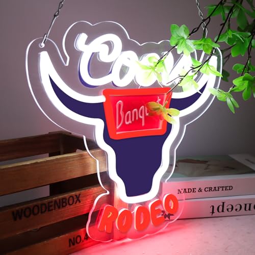 Crs Banquet Rodeo Neon Signs for Wall Decor Neon Lights for Bedroom Led Business Signs Suitable for Man Cave Bar Pub Restaurant Christmas Gift Art (Banquet Rodeo)