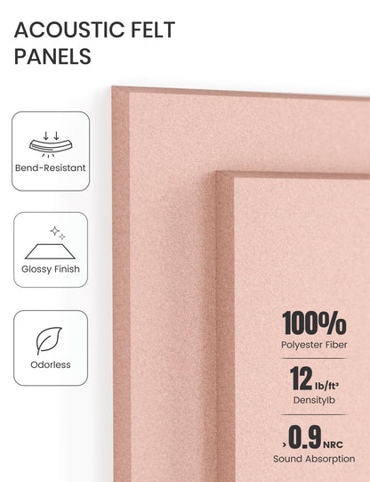 Felt Bulletin Board & Cork Board Alternative 48'' x 36'' (Pink-1 / Solid tile 12-pack)