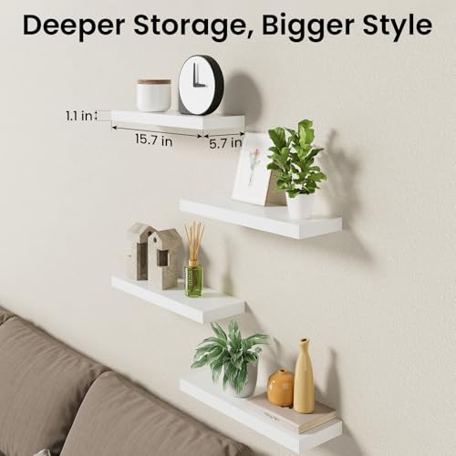 White Floating Shelves 15.7in (C. White - Modern Minimalist Style / 15.7inches)