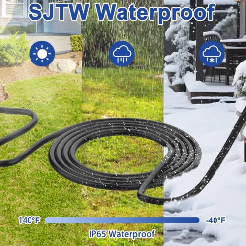 3FT 14 3 Outdoor Extension Cord with 6 Outlets 14 Gauge Light Heavy Duty Multiple Outlets 3 Prong Grounded Power Cord 14AWG 15A 125V 1875W Waterproof ETL Listed for Garden Garage Workshop