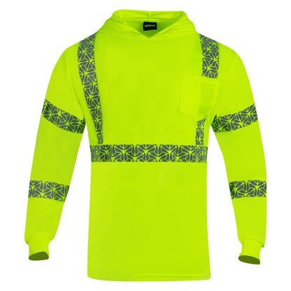 2PCS High Visibility Reflective Safety Shirts with Hood (X-Large / Yellow)