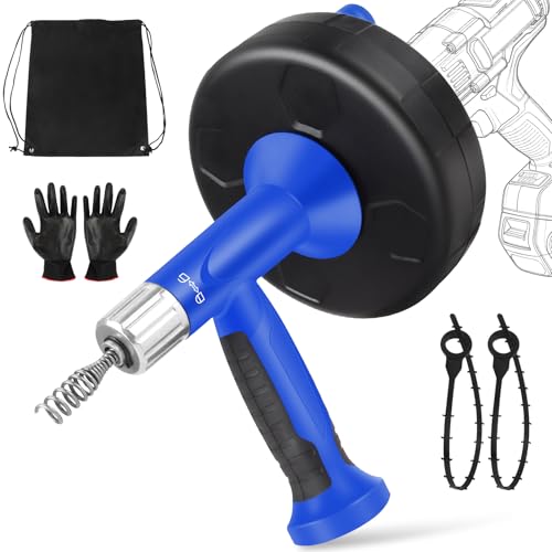 Drain Auger Plumbing Snake with Drill Adapter