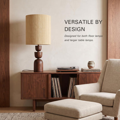 Bamboo Lamp Shades 2 Pack (Natural Bamboo - Large Tall Drum)