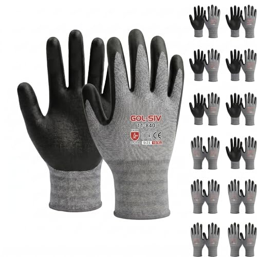 Work Gloves Nitrile Foam Coated 12 Pairs