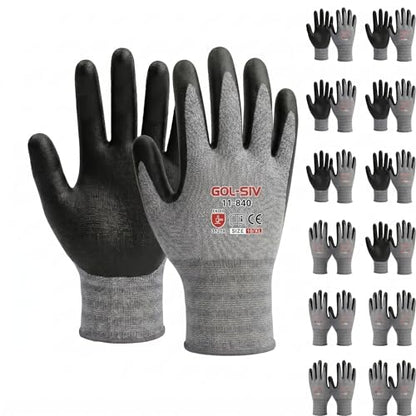 Work Gloves Nitrile Foam Coated 12 Pairs