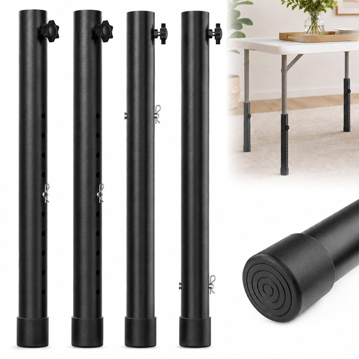 Folding Table Leg Extenders (17.5" (10-level Height Adjustable))