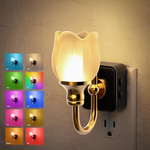 Night Light Flameless Candle Amber Night Lights Plug into Wall