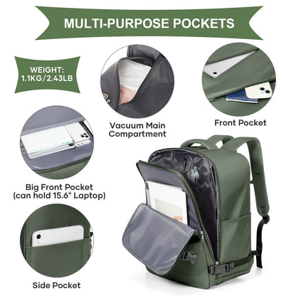 Vacuum Backpack Travel with Pump (A1-olive Green / 33 liters)