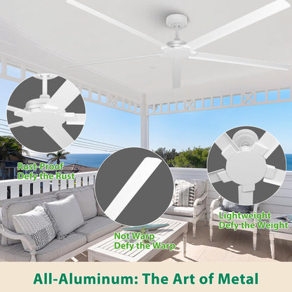 84" Outdoor Ceiling Fan With Remote (White / 84-inch)