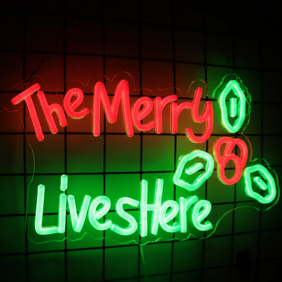 The Merry Lives Here Neon Merry Christmas Neon Sign for Wall Decor Party Christmas Led Sign Window Decorations Winter Xmas Decor Wall Front Door Indoor Outdoor Decor (Green, Merry)