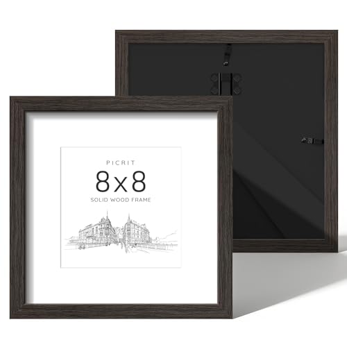 8x8 Solid Wood Frame Set of 2 (Walnut Wood Grain / 8x8)