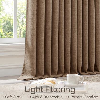 Rust Brown Pinch Pleat Light Filter Extra Long Curtains 120 Inches Length (Rust Brown / 40"W x 120"L (Pack of 2))