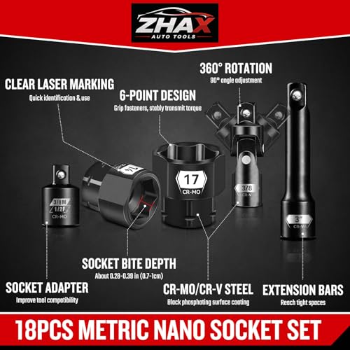 3 8" Low Profile Impact Socket Set