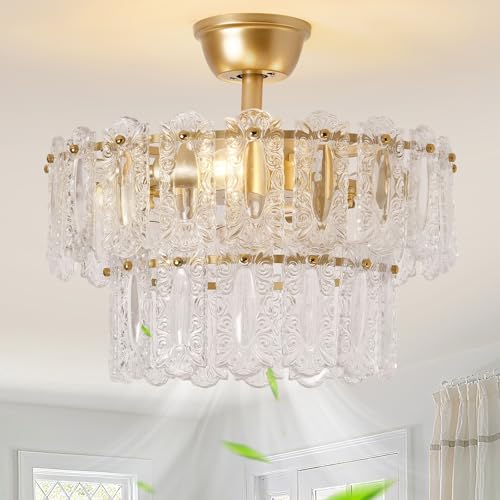 20" Gold Fandelier Ceiling Fan with Light