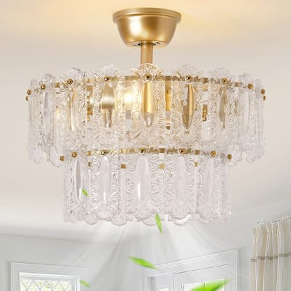 20" Gold Fandelier Ceiling Fan with Light