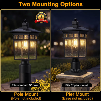 Solar Post Lights Outdoor (Black / 17-Inch-1 Pack-Solar Powered)