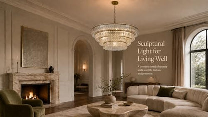 4 Tier 40 Inch Clear Crystal Glass Chandeliers (4-Tier 40 Inch)