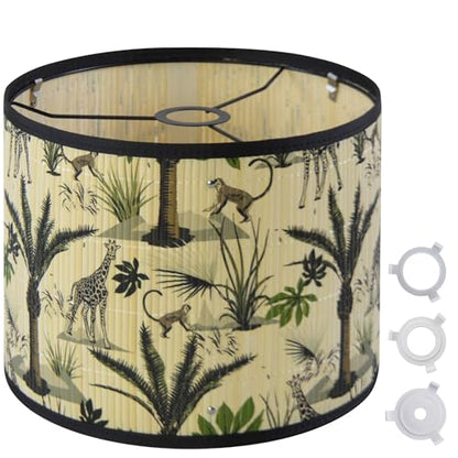 Bamboo Lamp Shade With Tropical Plants Chandelier Covers