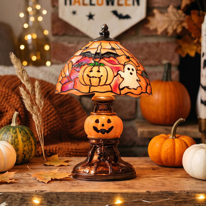 Handmade Halloween Painted Lamp (Orange)