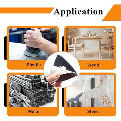 110Pcs Oscillating Tool Sanding Pads Kit Triangle Sanding Pads and Finger Sanding Pad Fit for Finishing Wood Plaster Metal Leather