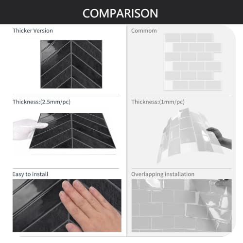 10 Sheets Thicker Herringbone Peel and Stick Backsplash
