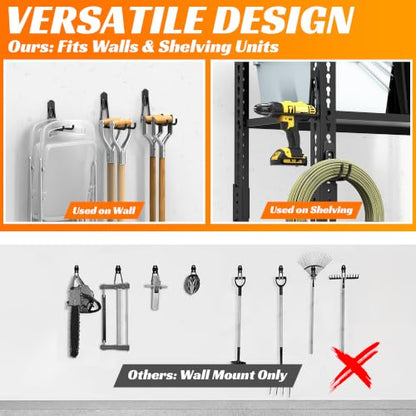 Wall Mounted Garage Storage Hooks Set