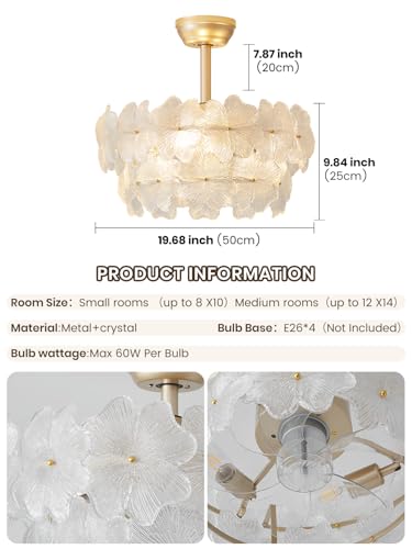 Gold Crystal Fandelier Ceiling Fan with Light (Flower Fandelier Ceiling Fan)